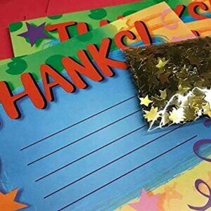 Thank You Note Cards with Star Confetti for All Occasions Party Supplies 8 Count